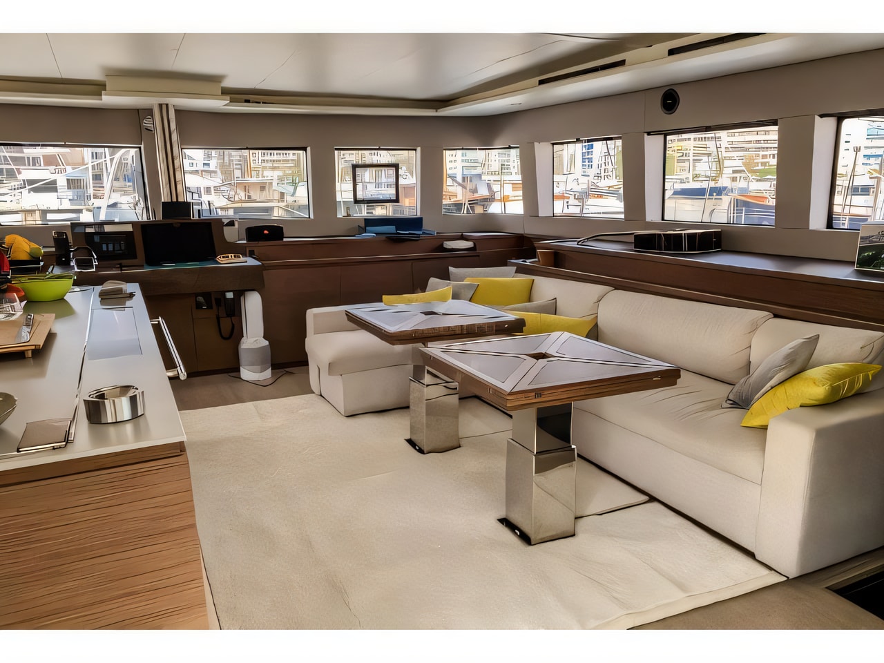 Layout of Lagoon 620 Essence catamaran with 5 cabins Croatia yacht charter