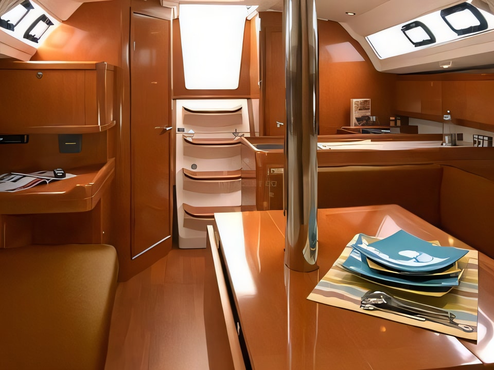 Interior of Oceanis 34 sail boat with 3 cabins Croatia yacht charter