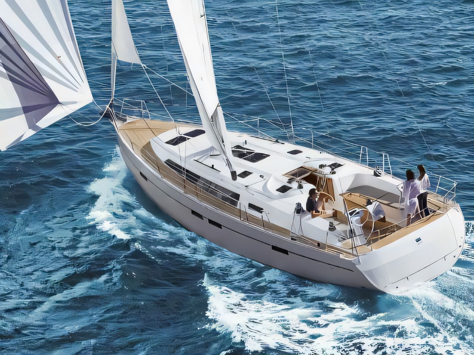 Exterior overview of Bavaria Cruiser 46 Style sail boat for charter from Biograd Kornati in the Zadar sailing area Croatia