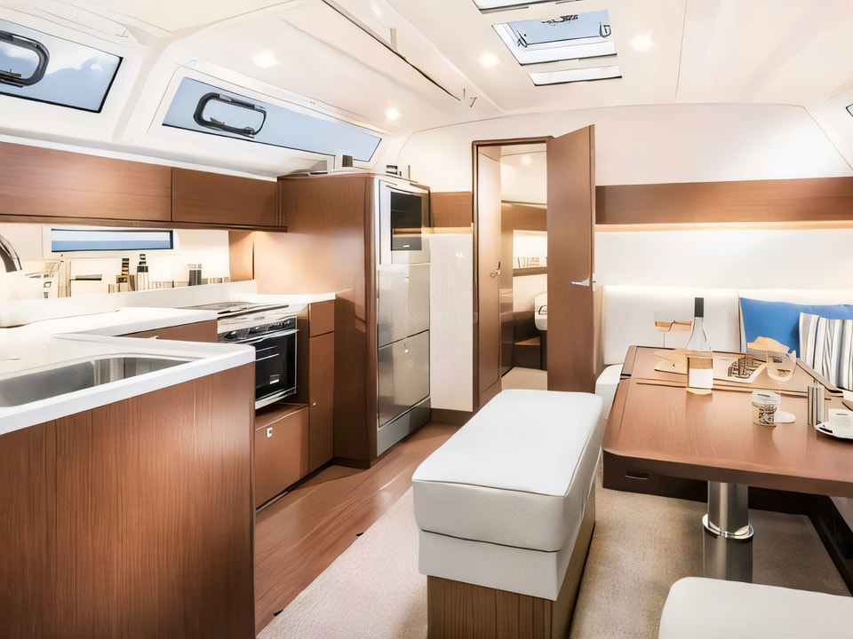 Interior of Bavaria Cruiser 46 Style sail boat with 3 cabins Croatia yacht charter