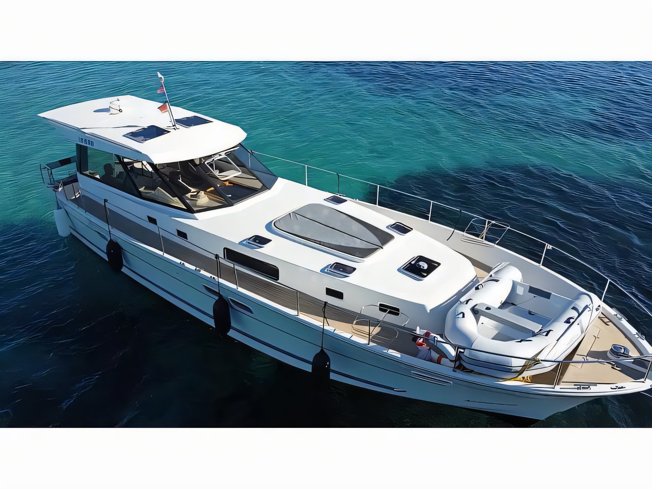 Exterior overview of Delphia Escape 1350 motor boat for charter from SCT Marina Trogir in the Split sailing area Croatia