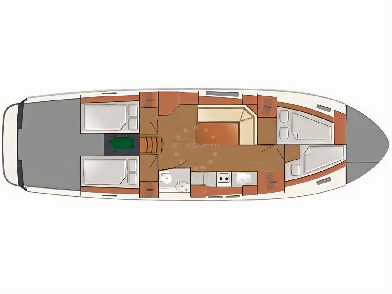 Interior of Delphia Escape 1350 motor boat with 3 cabins Croatia yacht charter