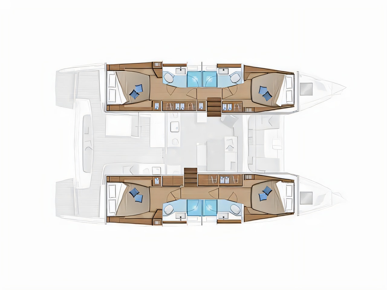 Interior of Lagoon 46 catamaran with 5 cabins Croatia yacht charter