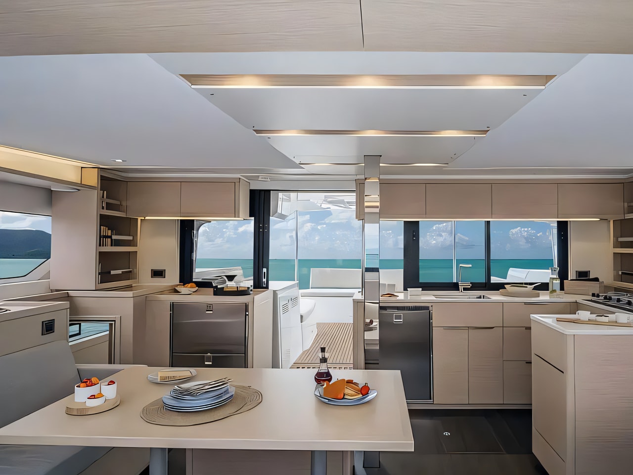 Layout of Lagoon 46 catamaran with 5 cabins Croatia yacht charter