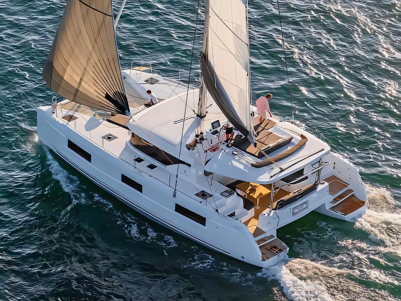 Exterior overview of Lagoon 46 catamaran for charter from SCT Marina Trogir in the Split sailing area Croatia