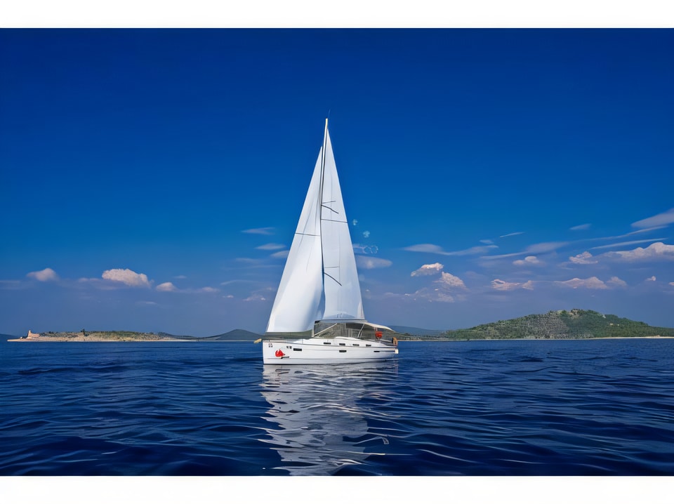 Exterior overview of Bavaria 40 CN sail boat for charter from Murter Marina Hramina in the Sibenik sailing area Croatia