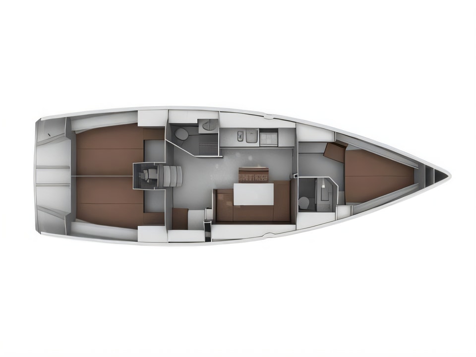 Layout of Bavaria 40 CN sail boat with 3 cabins Croatia yacht charter
