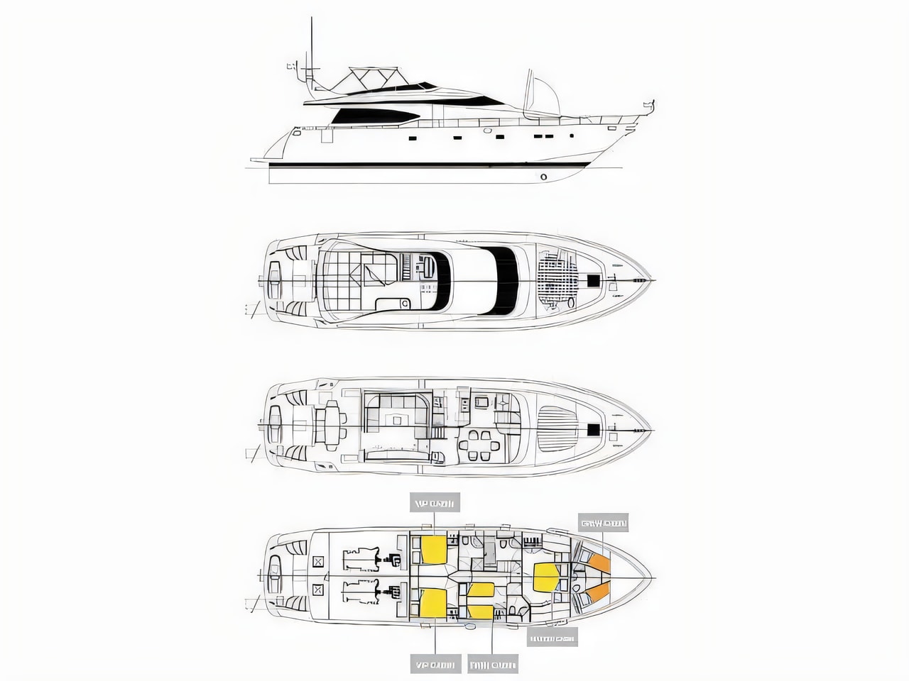 Interior of Maiora 20S motoryacht with 5 cabins Croatia yacht charter