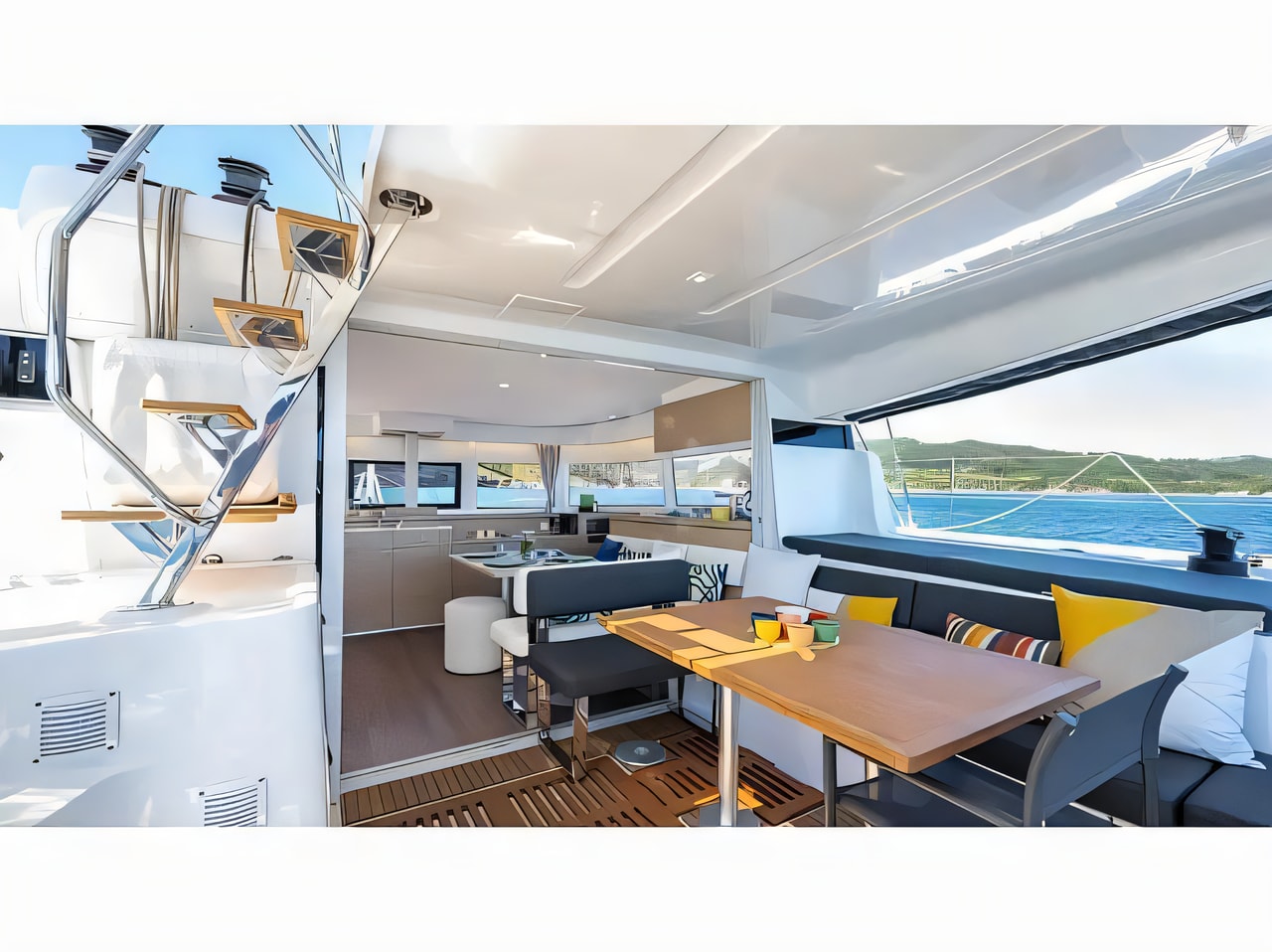 Layout of Lagoon 43 catamaran with 4 cabins Croatia yacht charter