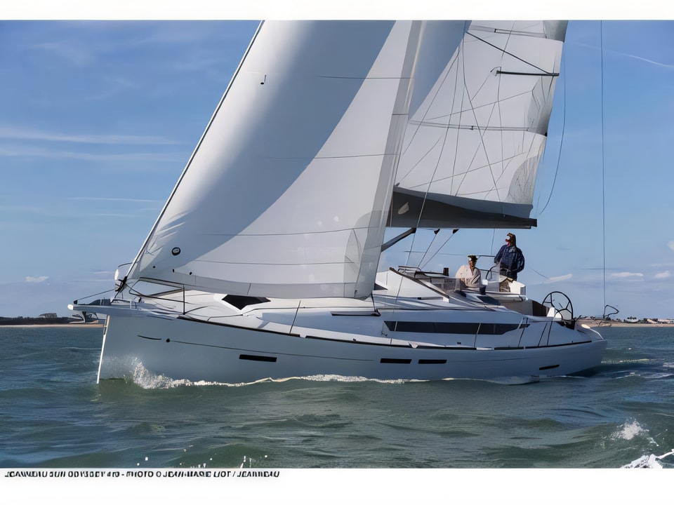 Exterior overview of Sun Odyssey 419 sail boat for charter from Biograd Marina Kornati in the Kornati sailing area Croatia