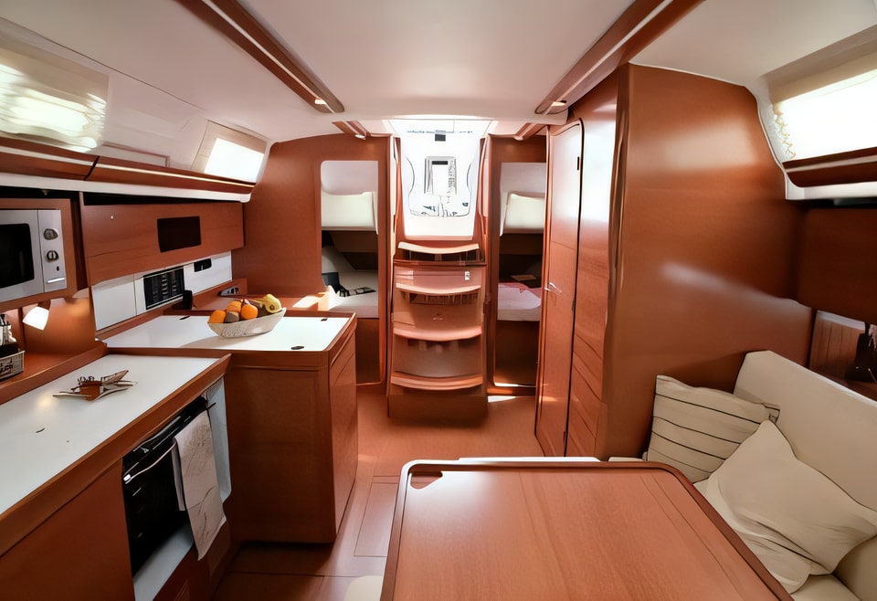 Interior of Dufour 375 GL sail boat with 3 cabins Croatia yacht charter
