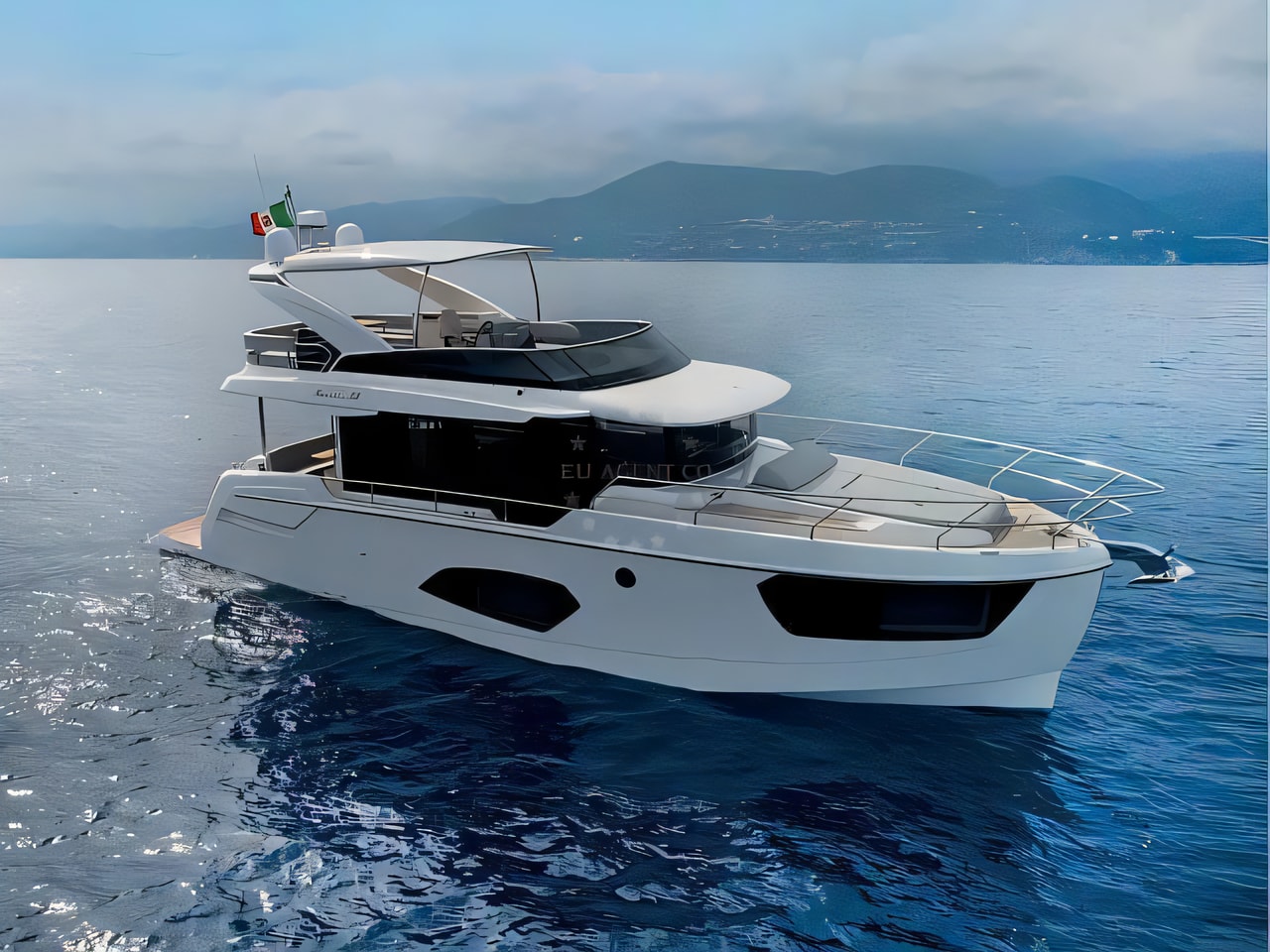 Exterior overview of Navetta 48 motoryacht for charter from Rogoznica Marina Frapa in the Kornati sailing area Croatia