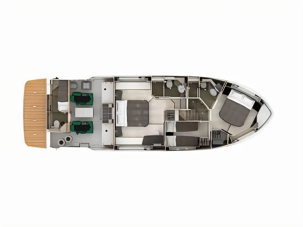 Interior of Navetta 52 motoryacht with 4 cabins Croatia yacht charter