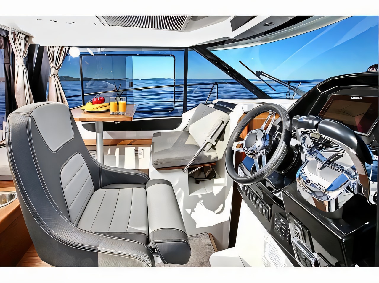 Layout of Merry Fisher 895 motor boat with 2 cabins Croatia yacht charter