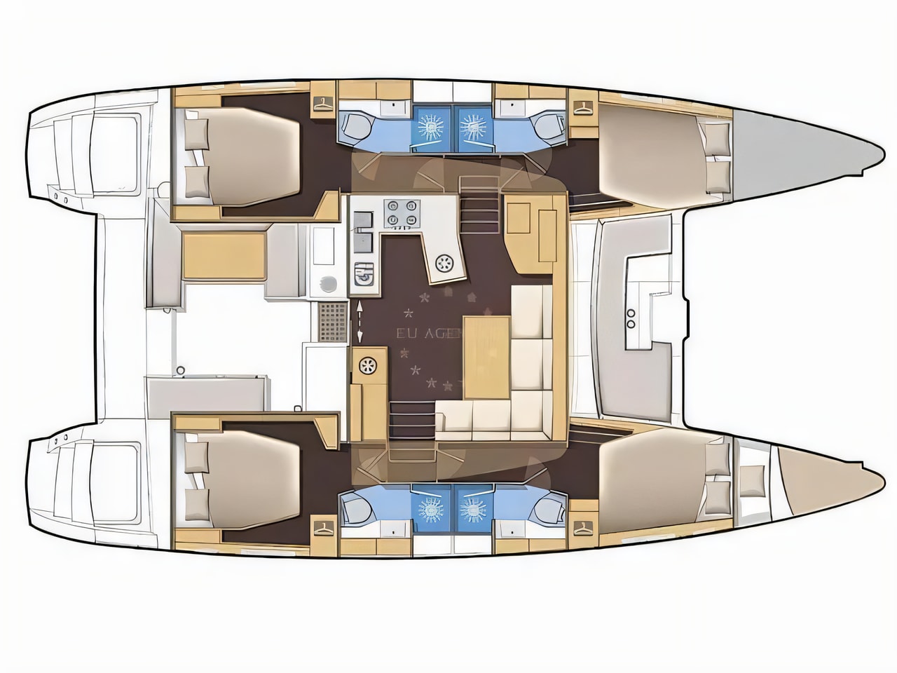 Interior of Lagoon 450 Sport catamaran with 4 cabins Croatia yacht charter