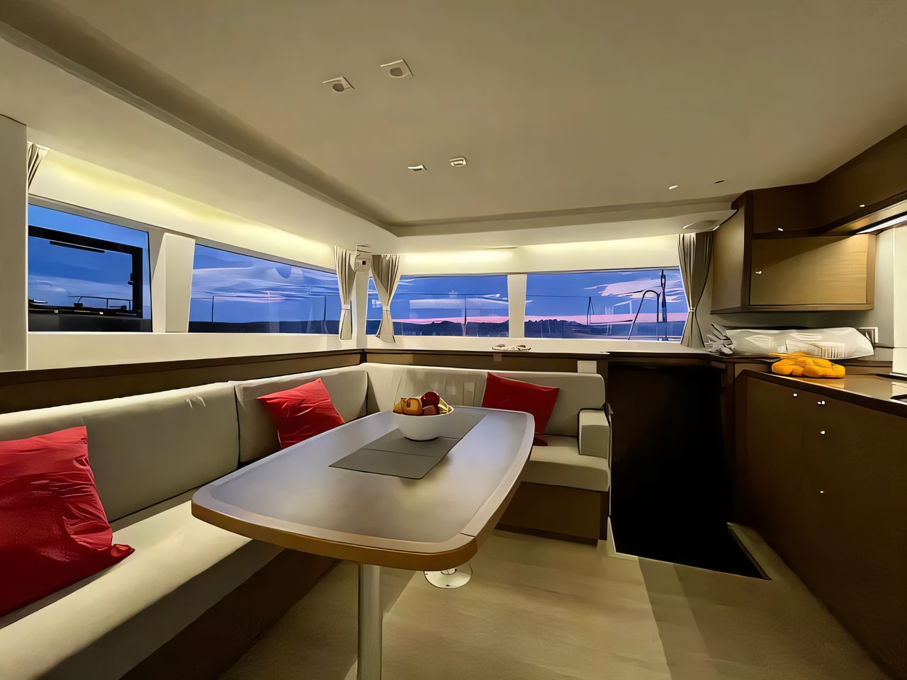 Layout of Lagoon 450 Sport catamaran with 4 cabins Croatia yacht charter