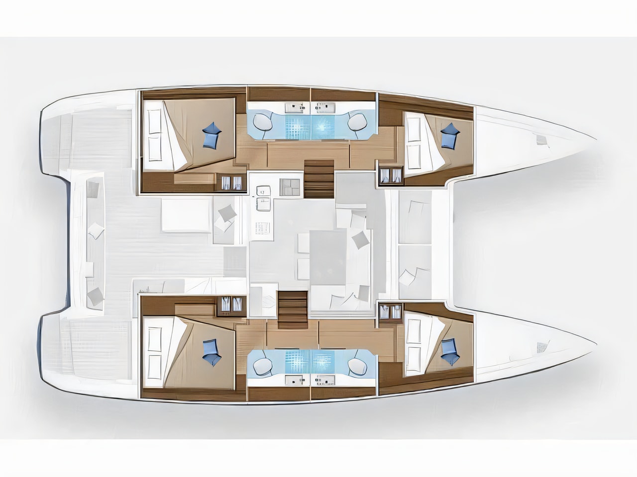 Interior of Lagoon 40 catamaran with 6 cabins Croatia yacht charter