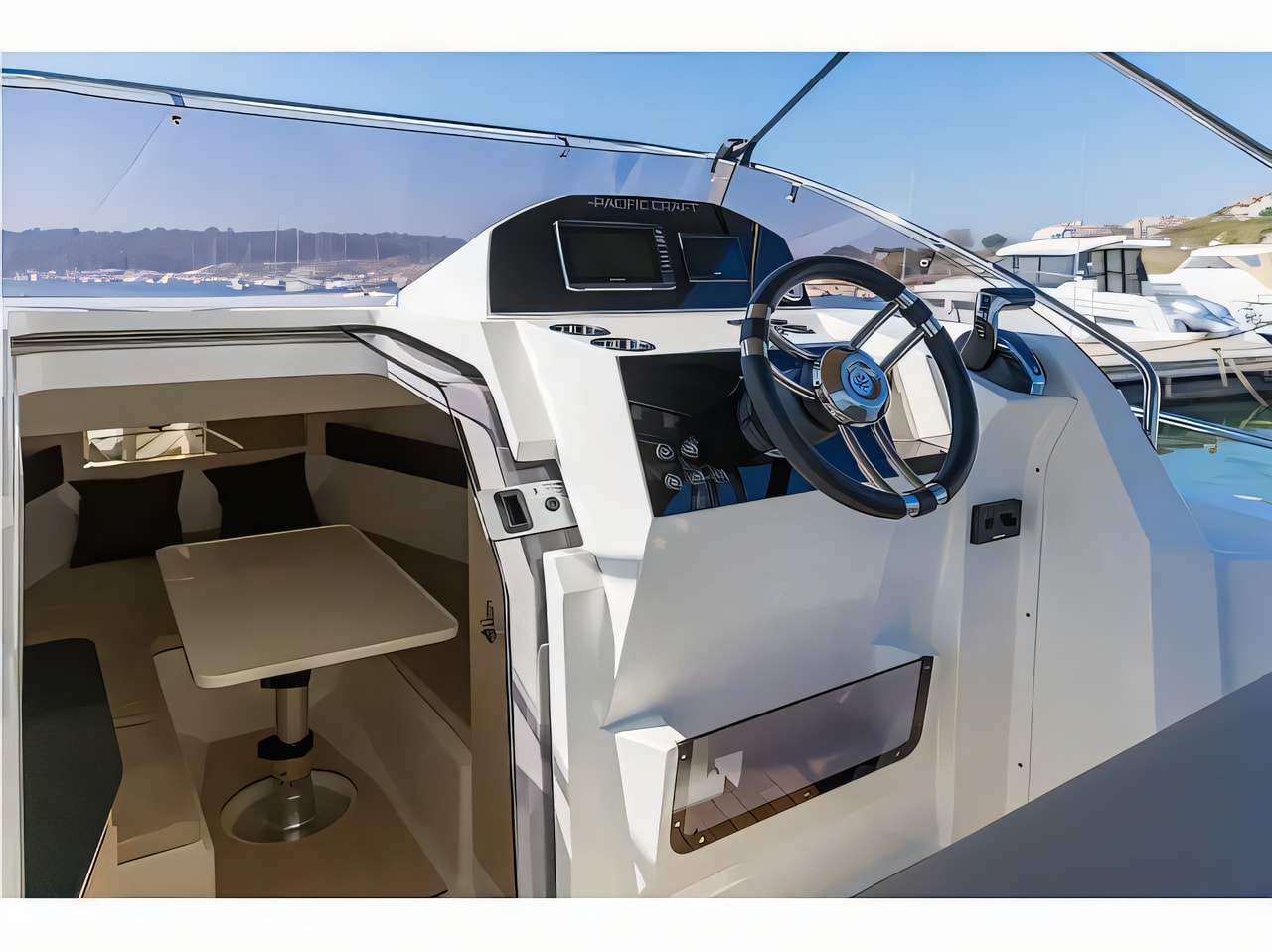 Layout of Pacific Craft 750 Sun Cruiser motor boat with 1 cabins Croatia yacht charter