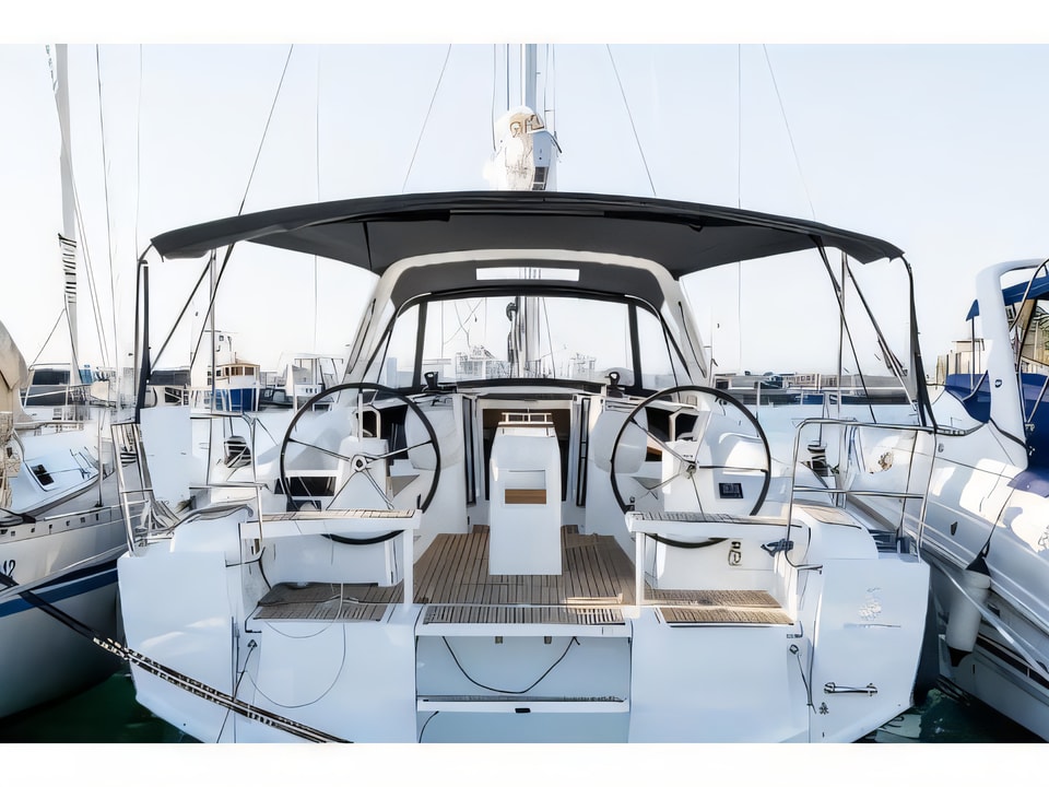 Exterior overview of Oceanis 38.1 sail boat for charter from Biograd Marina Kornati in the Kornati sailing area Croatia