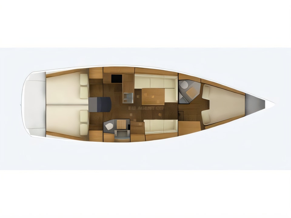 Layout of Grand Soleil 39 sail boat with 3 cabins Croatia yacht charter