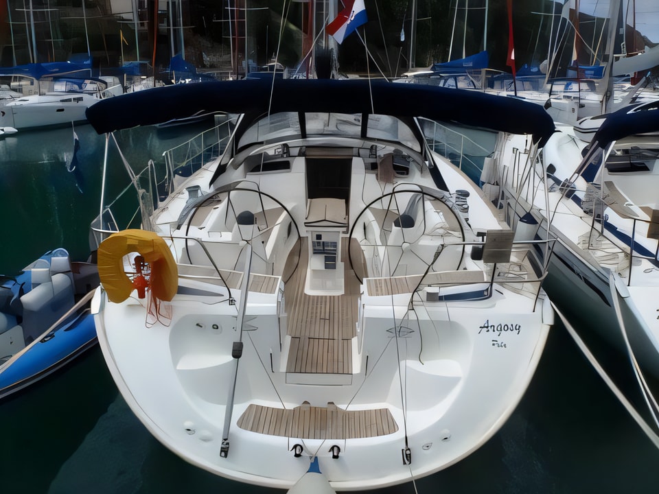 Exterior overview of Bavaria 46 Cruiser sail boat for charter from Biograd Kornati in the Zadar sailing area Croatia