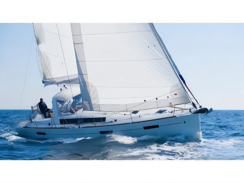 Exterior overview of Oceanis 41.1 sail boat for charter from Pula Tehnomont Marina Veruda in the Istria / Kvarner sailing area Croatia