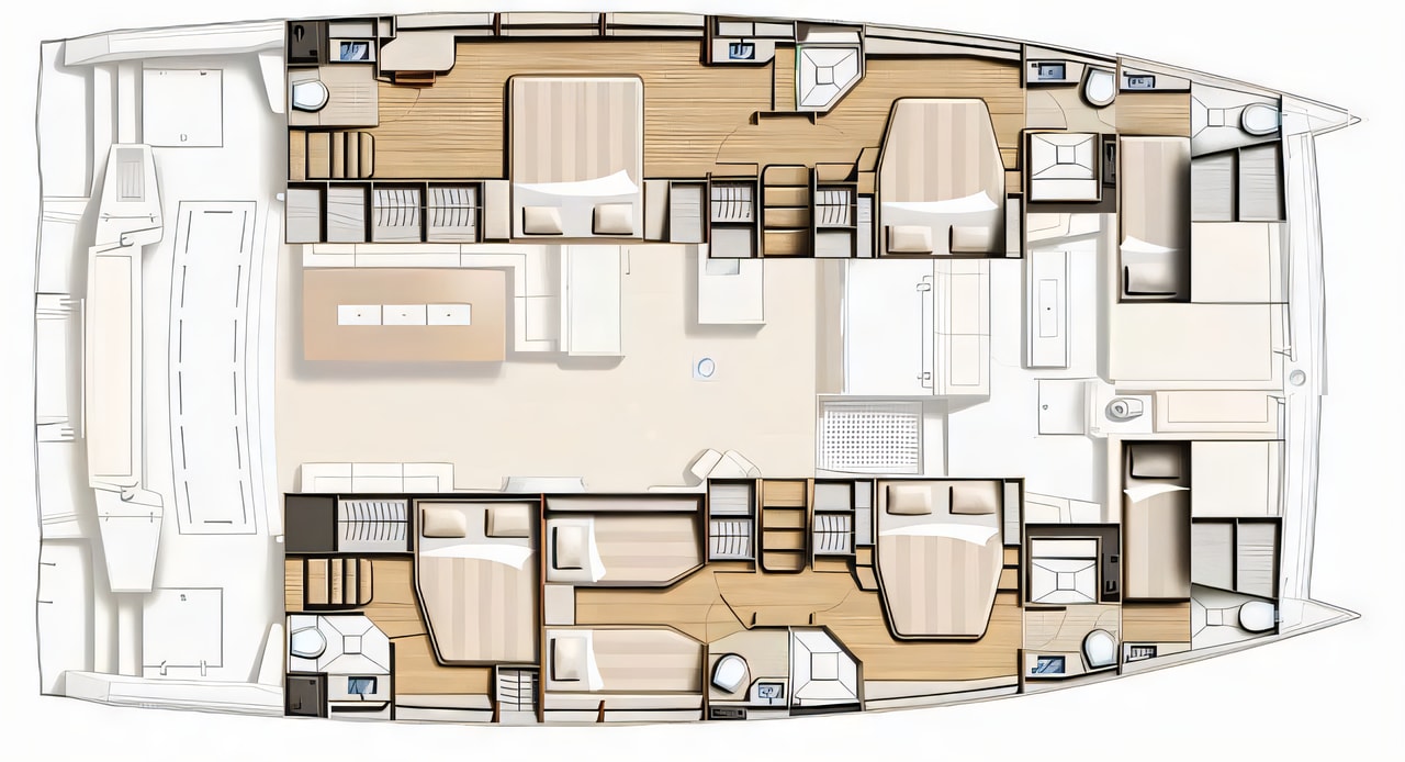 Interior of Bali 5.4 catamaran with 5 cabins Croatia yacht charter