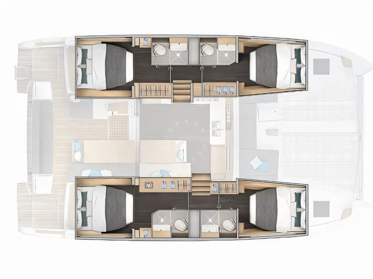 Interior of Lagoon 43 catamaran with 4 cabins Croatia yacht charter