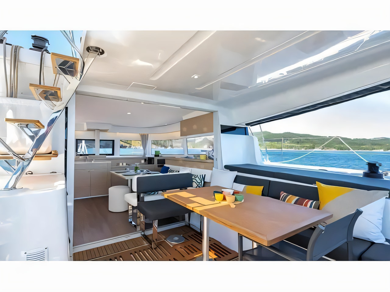 Layout of Lagoon 43 catamaran with 4 cabins Croatia yacht charter