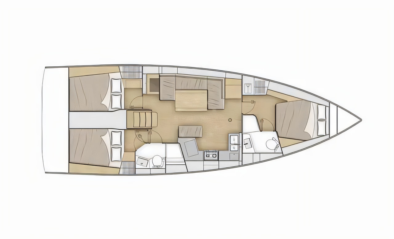 Interior of Oceanis 40.1 sail boat with 3 cabins Croatia yacht charter