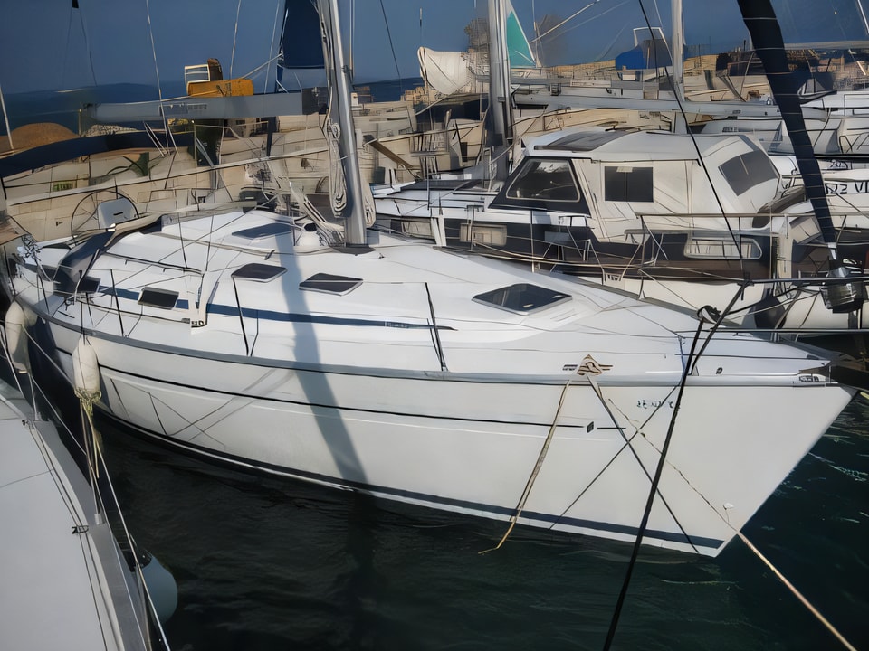 Exterior overview of Bavaria 41 sail boat for charter from Baska Voda in the Split sailing area Croatia