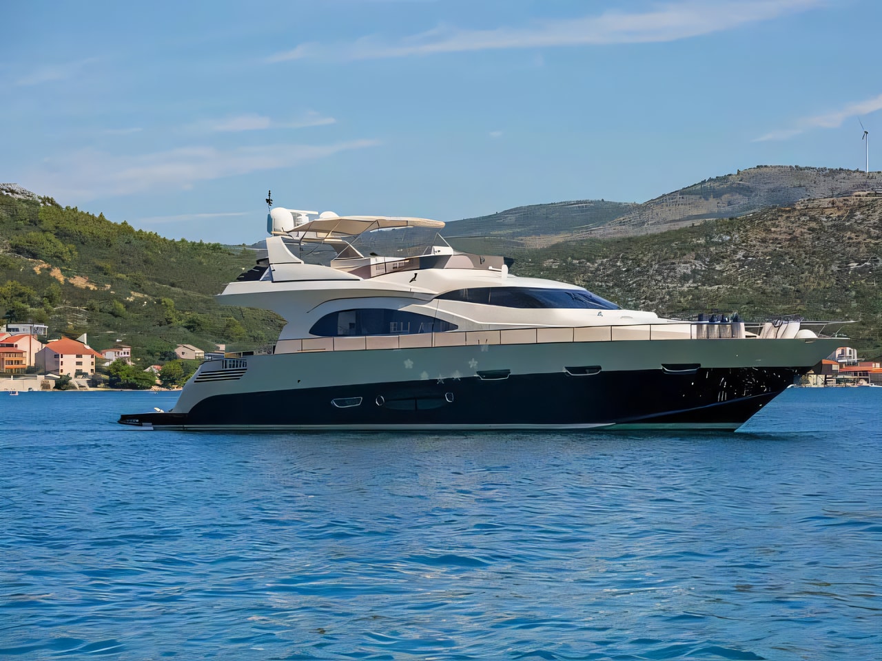 Exterior overview of Cayman 70 motoryacht for charter from Agana Marina in the Split sailing area Croatia