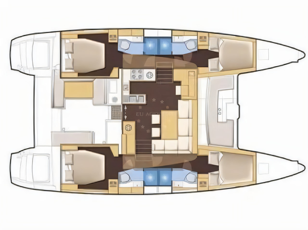 Interior of Lagoon 450 Fly catamaran with 4 cabins Croatia yacht charter