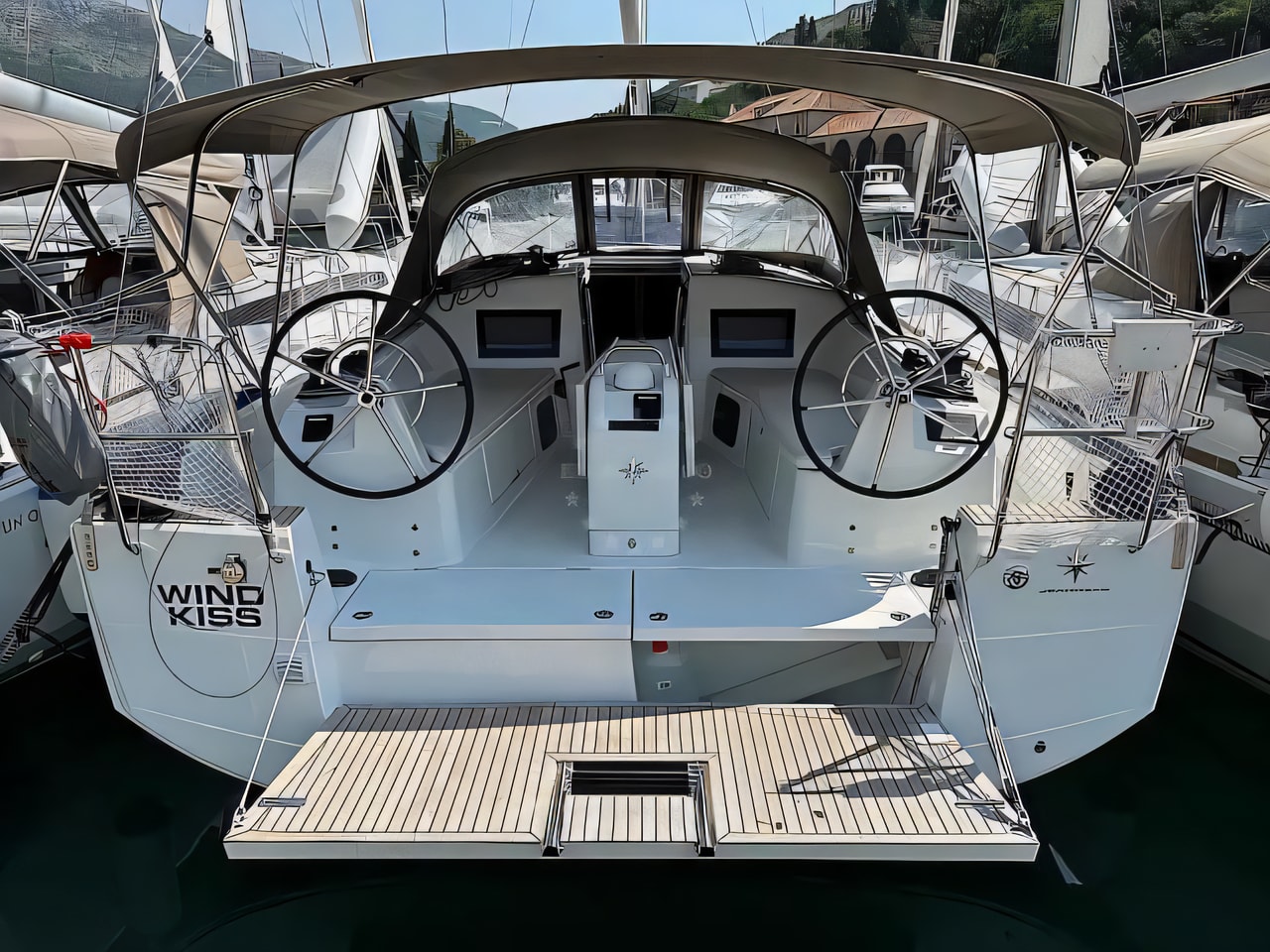Exterior overview of Sun Odyssey 410 sail boat for charter from Dubrovnik ACI Marina in the Dubrovnik sailing area Croatia