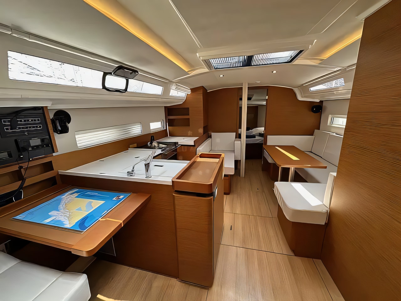 Layout of Sun Odyssey 410 sail boat with 3 cabins Croatia yacht charter
