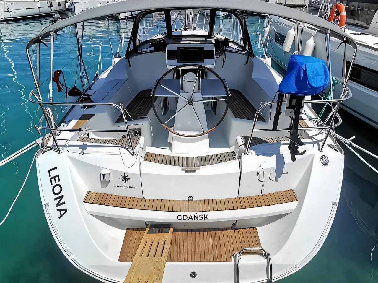 Exterior overview of Sun Odyssey 36i sail boat for charter from Rogoznica Marina Frapa in the Sibenik sailing area Croatia