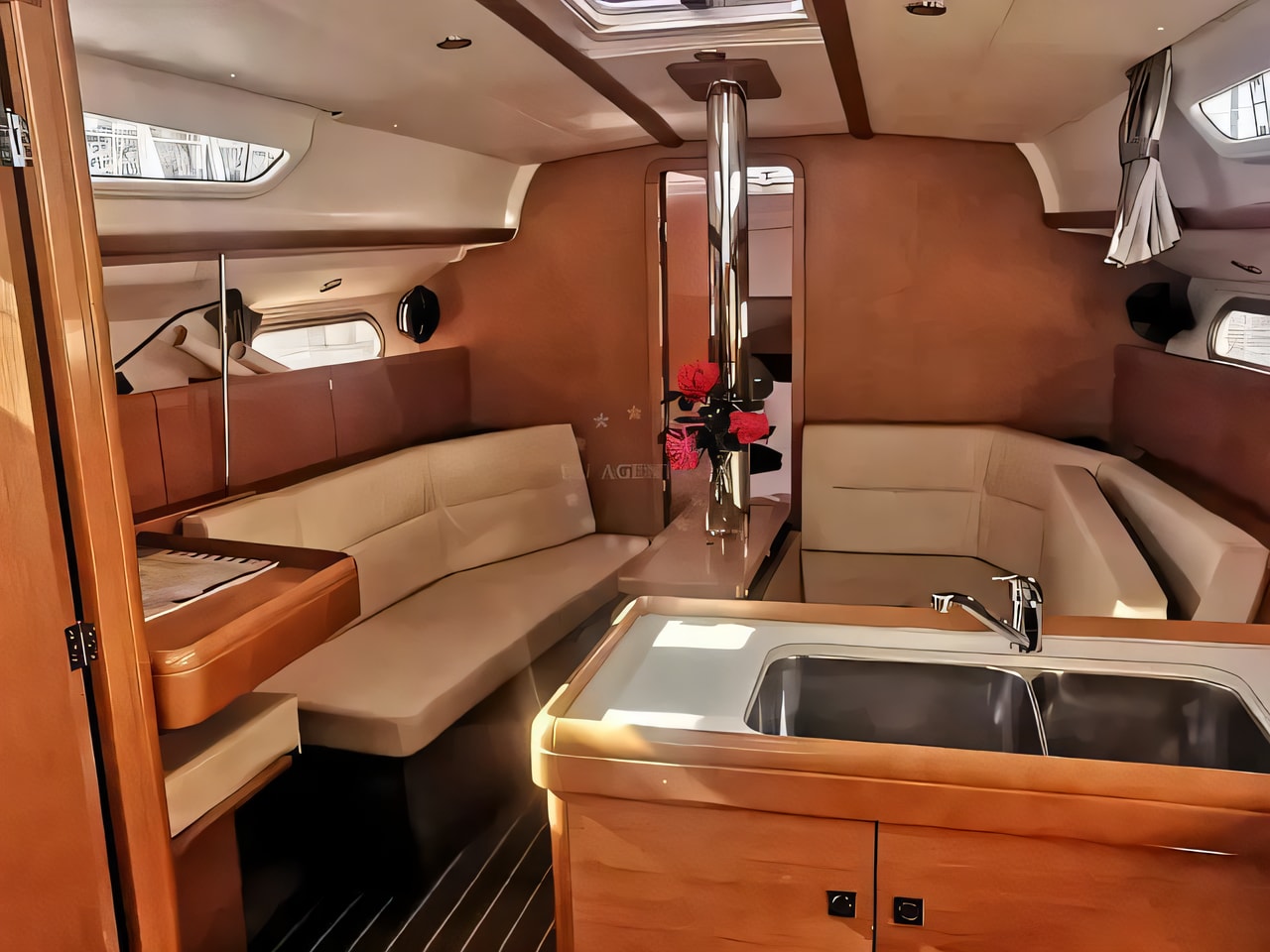 Layout of Sun Odyssey 36i sail boat with 3 cabins Croatia yacht charter