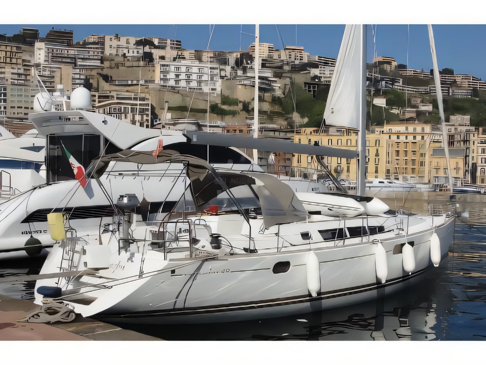 Exterior overview of Sun Odyssey 49i sail boat for charter from Sibenik Marina Mandalina in the Sibenik sailing area Croatia