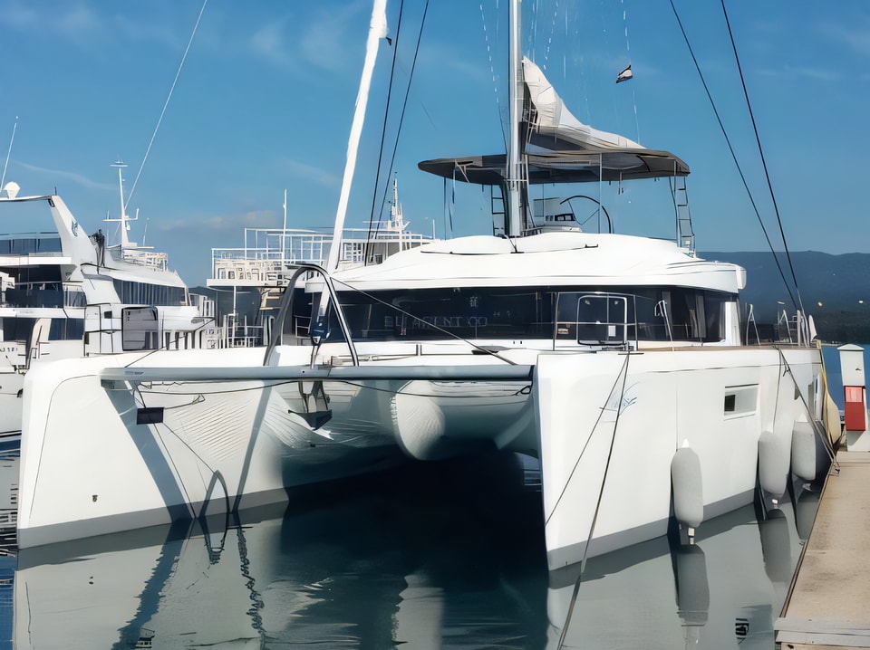 Exterior overview of Lagoon 52-4 catamaran for charter from Sibenik Marina Mandalina in the Sibenik sailing area Croatia
