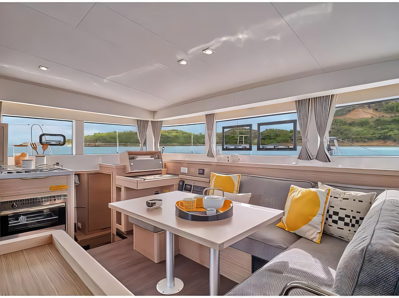 Layout of Lagoon 40 catamaran with 4 cabins Croatia yacht charter