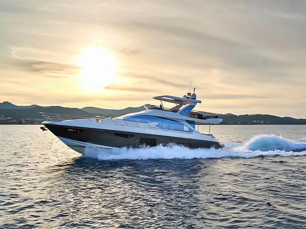 Exterior overview of Azimut 72 motoryacht for charter from Sukosan Marina Dalmacija in the Zadar sailing area Croatia