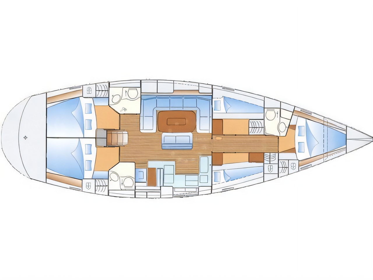 Interior of Bavaria 50 sail boat with 5 cabins Croatia yacht charter