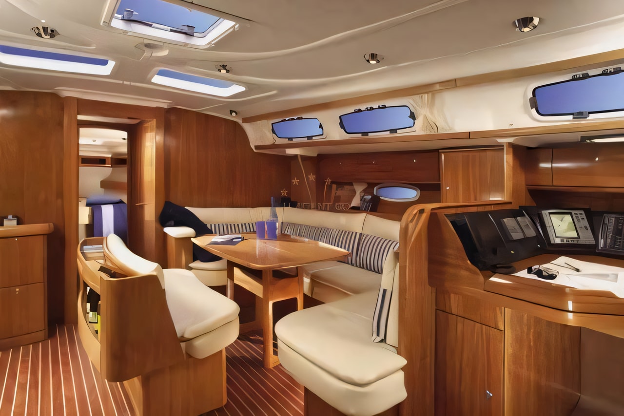 Layout of Bavaria 46 Cruiser sail boat with 4 cabins Croatia yacht charter