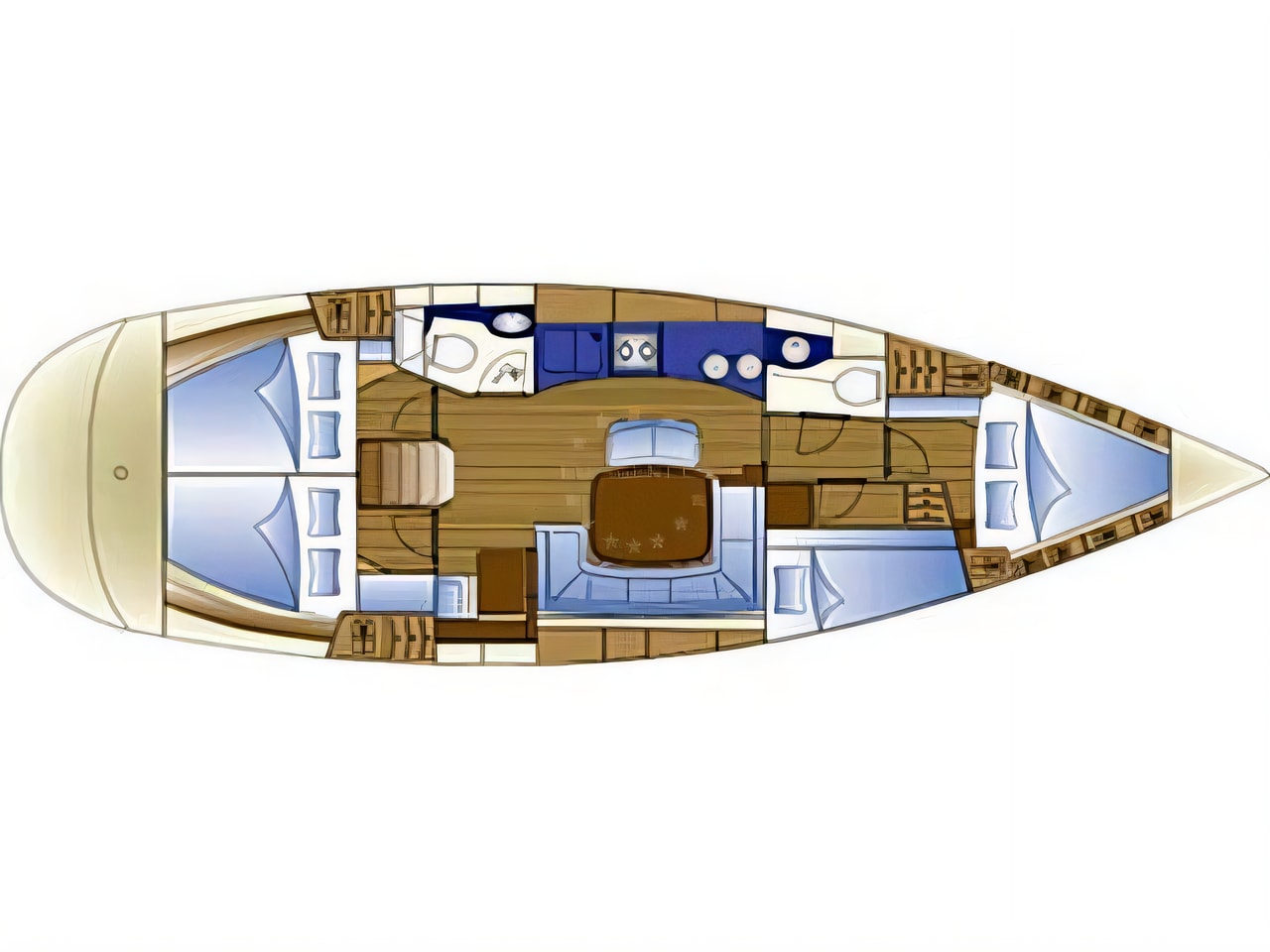 Interior of Bavaria 44 sail boat with 4 cabins Croatia yacht charter
