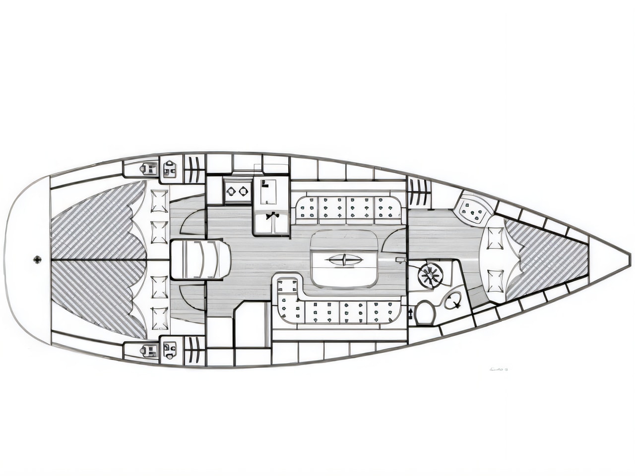 Interior of Bavaria 37 Cruiser sail boat with 3 cabins Croatia yacht charter