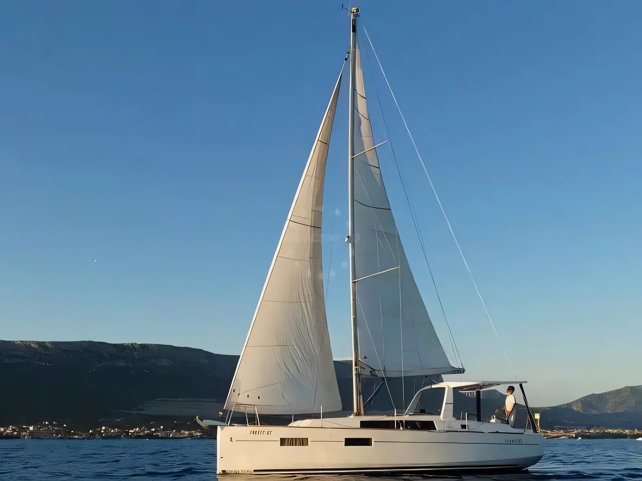 Exterior overview of Oceanis 35 sail boat for charter from Split Marina Zenta in the Split sailing area Croatia