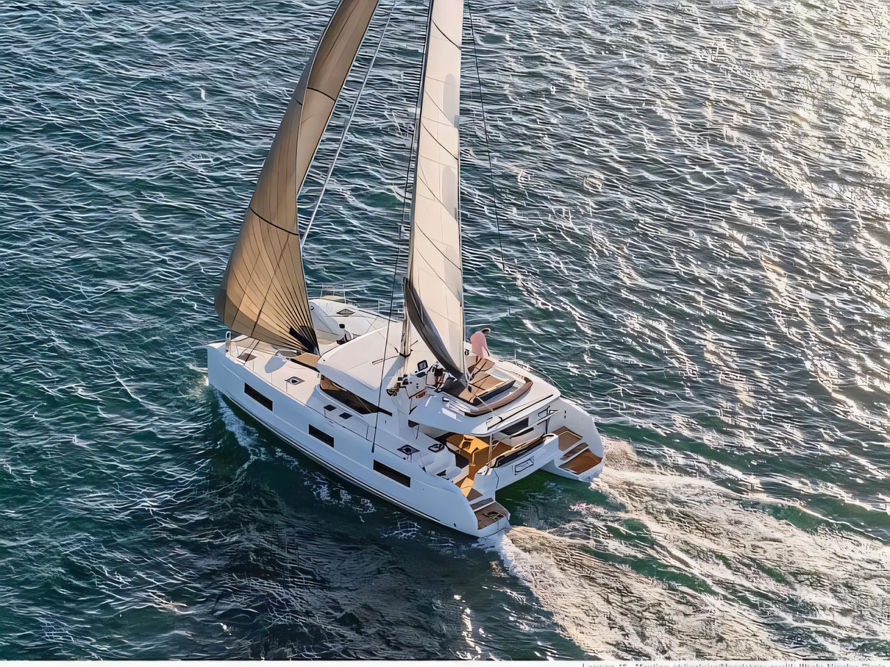 Exterior overview of Lagoon 46 Fly catamaran for charter from Trogir ACI Marina in the Split sailing area Croatia