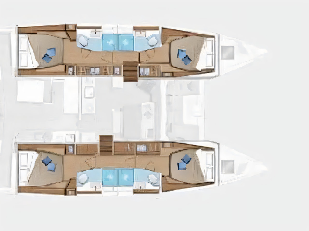 Interior of Lagoon 46 Fly catamaran with 6 cabins Croatia yacht charter