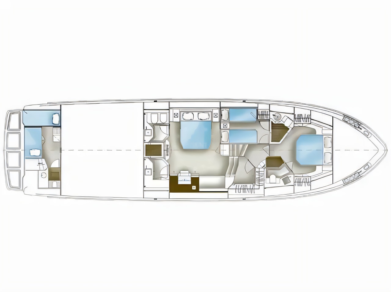 Interior of Dominator 680 S motoryacht with 4 cabins Croatia yacht charter