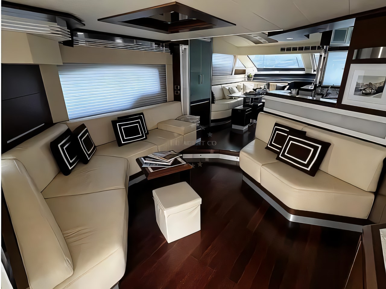 Layout of Dominator 680 S motoryacht with 4 cabins Croatia yacht charter